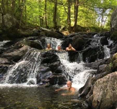 Swimmers enjoy one of several swimming holes along the North Branch Cascades Trail.