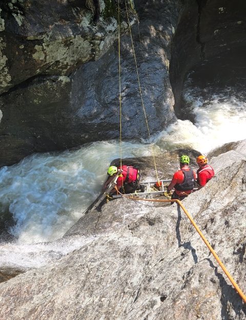 Attempted rescue at Bolton Potholes. NEVER swim when water looks frothy. Even the strongest swimmer cannot float in the 6-feet of foamy water created by the potholes' unique geologic formation.