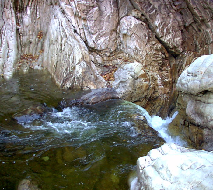 Cascading waterfalls at Lower Clarendon Gorge. 