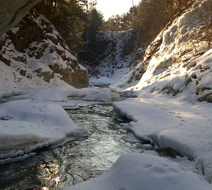 Lower Clarendon Gorge in the winter. 