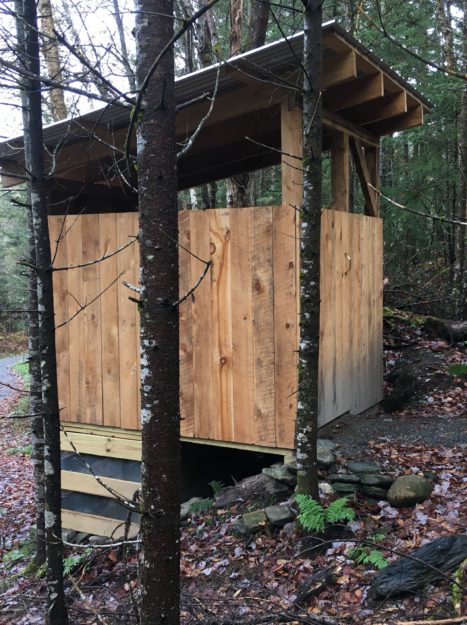 ADA accessible privy at North Branch Cascades walking trail in Worester and Elmore, Vermont.