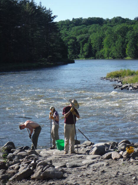 A crew works to establish access to the Missisquoi River in Sheldon, VT.