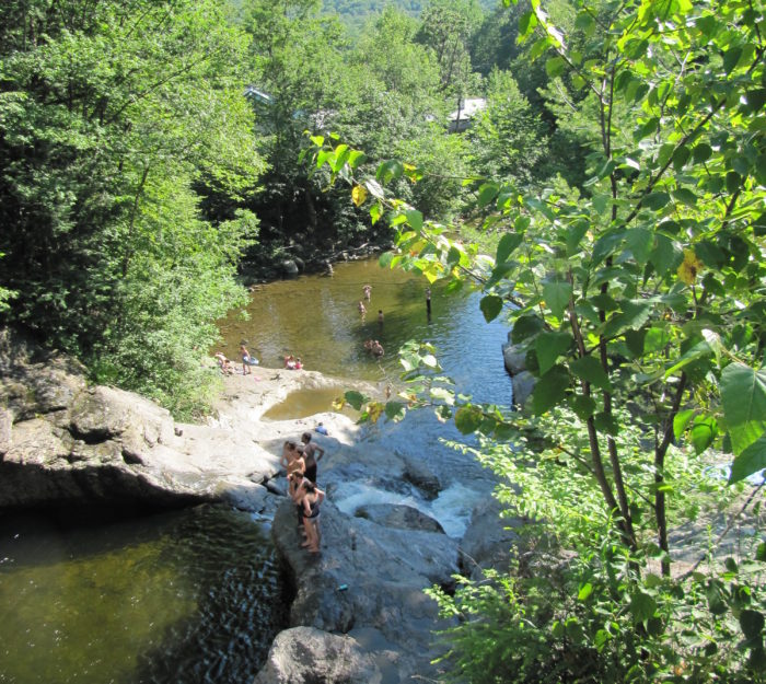 Downstream pools at Bolton Potholes in Bolton, Vermont. Even here, the currents can get very strong after an upstream rainstorm.