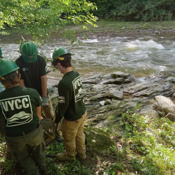 Following July floods, Vermont River Conservancy worked with Vermont Youth Conservation Corps to improve eroded trails and safety signs at Huntington Gorge, one of the state’s most visited and most dangerous swimming holes.