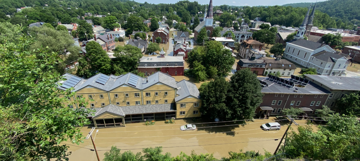 Montpelier Vermont covered in floodwater on July 11th 2023