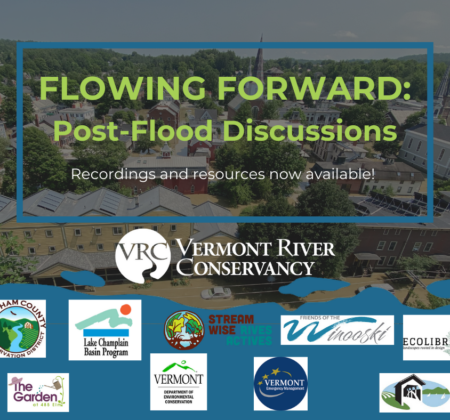 Text over flooded city image to advertise event