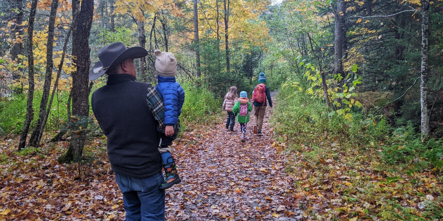 Family walking at North Branch Cascades