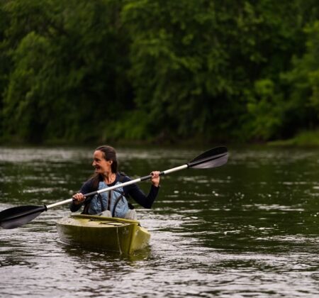 Amanda paddling the Winooski River